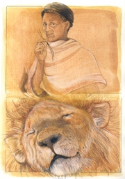 Ethiopian Woman & Lion